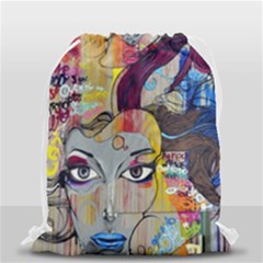 Graffiti-mural-street-art-painting Drawstring Bag (small) by Ket1n9