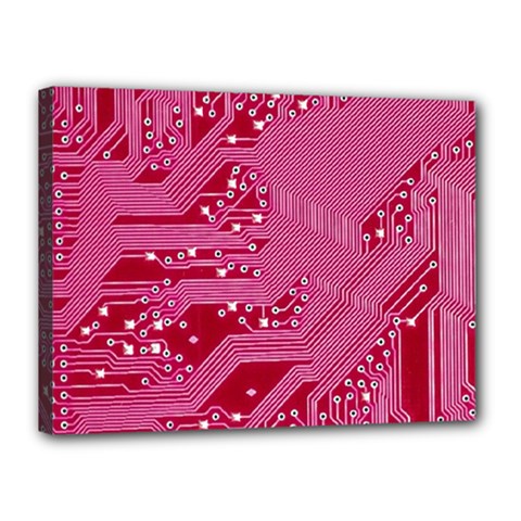 Pink Circuit Pattern Canvas 16  X 12  (stretched) by Ket1n9
