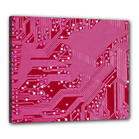 Pink Circuit Pattern Canvas 24  X 20  (stretched) by Ket1n9