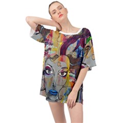 Graffiti-mural-street-art-painting Oversized Chiffon Top by Ket1n9