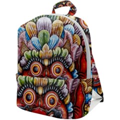 Wood Sculpture Bali Logo Zip Up Backpack by Ket1n9