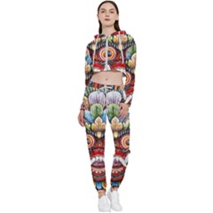 Wood Sculpture Bali Logo Cropped Zip Up Lounge Set by Ket1n9