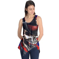 Confederate Flag Usa America United States Csa Civil War Rebel Dixie Military Poster Skull Sleeveless Tunic by Ket1n9
