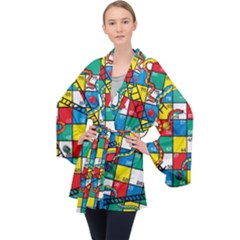 Snakes And Ladders Long Sleeve Velvet Kimono  by Ket1n9