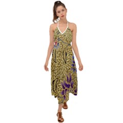 Traditional Art Batik Pattern Halter Tie Back Dress  by Ket1n9