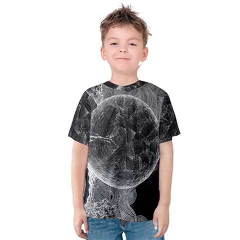 Space-universe-earth-rocket Kids  Cotton T-shirt by Ket1n9