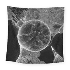 Space-universe-earth-rocket Square Tapestry (large) by Ket1n9