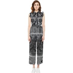 Space-universe-earth-rocket Women s Frill Top Chiffon Jumpsuit by Ket1n9