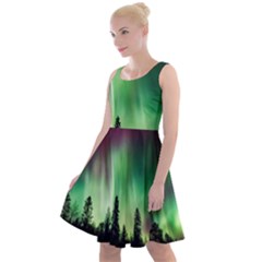 Aurora-borealis-northern-lights Knee Length Skater Dress by Ket1n9