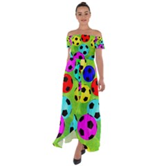 Balls Colors Off Shoulder Open Front Chiffon Dress by Ket1n9