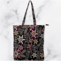 Flower Art Pattern Double Zip Up Tote Bag by Ket1n9
