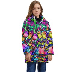 Network-nerves-nervous-system-line Kids  Hooded Longline Puffer Jacket by Ket1n9