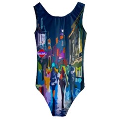 Abstract-vibrant-colour-cityscape Kids  Cut-out Back One Piece Swimsuit by Ket1n9