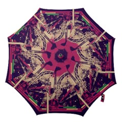 Pink City Retro Vintage Futurism Art Hook Handle Umbrellas (large) by Ket1n9