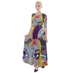 Graffiti-mural-street-art-painting Half Sleeves Maxi Dress by Ket1n9
