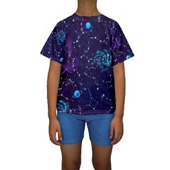 Realistic-night-sky-poster-with-constellations Kids  Short Sleeve Swimwear by Ket1n9