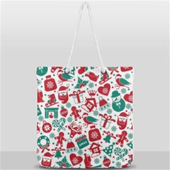 Background Vector Texture Christmas Winter Pattern Seamless Full Print Rope Handle Tote (large) by Grandong