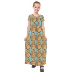 Owl Bird Kids  Short Sleeve Maxi Dress by Grandong