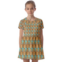 Owl Bird Pattern Kids  Short Sleeve Pinafore Style Dress by Grandong