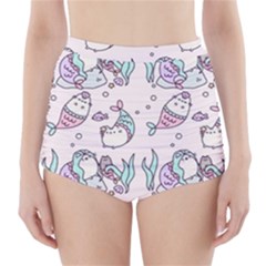 Cartoon Cat Cute Animal Design Drawing Illustration Kawaii High-waisted Bikini Bottoms by Grandong