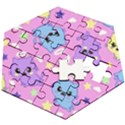 Seamless Pattern With Cute Kawaii Kittens Wooden Puzzle Hexagon View2