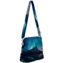 Aurora Borealis Mountain Reflection Zipper Messenger Bag View1