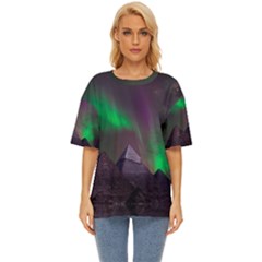 Aurora Northern Lights Celestial Magical Astronomy Oversized Basic T-shirt by Grandong