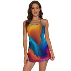 Colorful Fluid Art Abstract Modern 2-in-1 Flare Activity Dress by Ravend