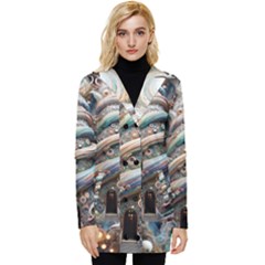 Fantasy Psychedelic Building Spiral Button Up Hooded Coat  by Ravend
