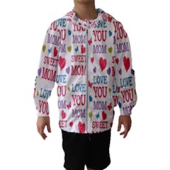 Love Mom Happy Mothers Day I Love Mom Graphic Kids  Hooded Windbreaker by Vaneshop