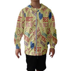 Love Mom Happy Mothers Day I Love Mom Graphic Pattern Kids  Hooded Windbreaker by Vaneshop