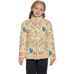 Love Mom Happy Mothers Day I Love Mom Graphic Pattern Kids  Puffer Bubble Jacket Coat by Vaneshop