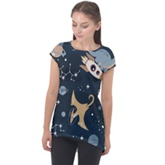 Space Theme Art Pattern Design Wallpaper Cap Sleeve High Low Top by Vaneshop