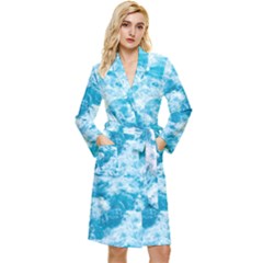 Blue Ocean Wave Texture Long Sleeve Velvet Robe by Jack14