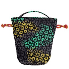 Abstract Geometric Seamless Pattern With Animal Print Drawstring Bucket Bag by Amaryn4rt