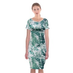 Blue Ocean Waves Classic Short Sleeve Midi Dress by Jack14