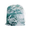 Blue Crashing Ocean Wave Drawstring Pouch (XL) View1