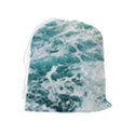 Blue Crashing Ocean Wave Drawstring Pouch (XL) View2