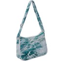 Blue Crashing Ocean Wave Zip Up Shoulder Bag View1