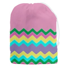 Easter Chevron Pattern Stripes Drawstring Pouch (3xl) by Amaryn4rt