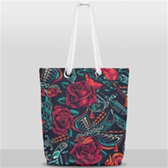 Vintage Flash Tattoos Designs Seamless Pattern Full Print Rope Handle Tote (small) by Amaryn4rt