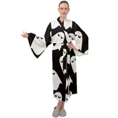 Ghost Halloween Pattern Maxi Velvet Kimono by Amaryn4rt