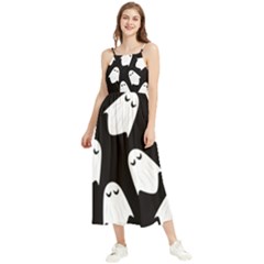 Ghost Halloween Pattern Boho Sleeveless Summer Dress by Amaryn4rt