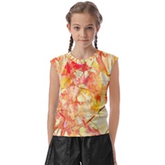 Monotype Art Pattern Leaves Colored Autumn Kids  Raglan Cap Sleeve T-shirt by Amaryn4rt