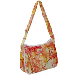 Monotype Art Pattern Leaves Colored Autumn Zip Up Shoulder Bag by Amaryn4rt