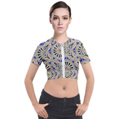 Ceramic-portugal-tiles-wall- Short Sleeve Cropped Jacket by Amaryn4rt
