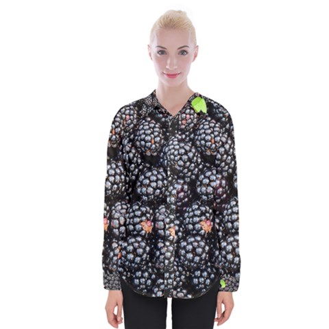 Blackberries-background-black-dark Womens Long Sleeve Shirt by Amaryn4rt