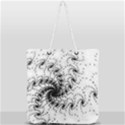 Fractal Black Spiral On White Full Print Rope Handle Tote (Large) View1