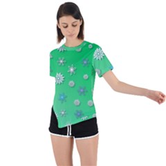 Snowflakes-winter-christmas-overlay Asymmetrical Short Sleeve Sports T-shirt by Amaryn4rt