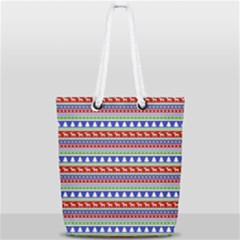 Christmas-color-stripes Pattern Full Print Rope Handle Tote (small) by Amaryn4rt